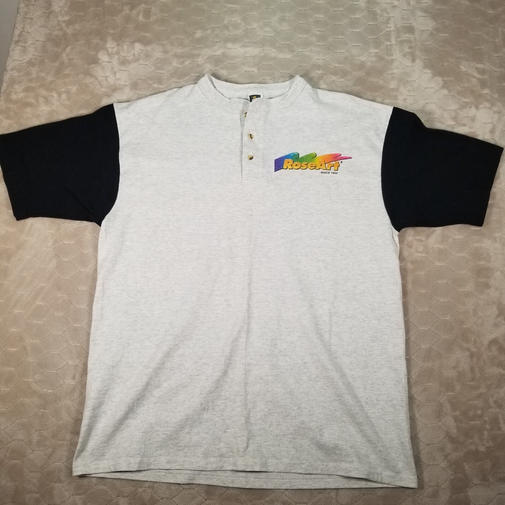VTG RoseArt Brand Henley Shirt Sz XL Cotton Deluxe RARE